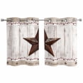 thumbnail image 1 of American Country Kitchen Curtains Small Short 39 Inch Length, Farmhouse Barn Star Brown Berry Grommet Top Bedroom Living Room Curtains, Light Filtering Cafe Curtain Drapes 2 Panels Set 55''x39'', 1 of 9
