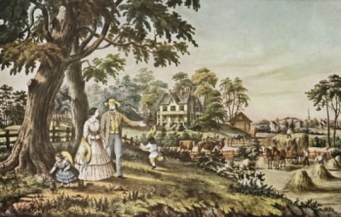 American Country Life Summer Evening Currier & Ives (1834-1907 American) Lithograph Canvas Art - Currier and Ives (18 x 24)