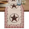 thumbnail image 1 of American Country Table Runner, Star Farmhouse Beige Red Buffalo Plaid Cotton Linen Kitchen Table Decoration Washable Dining Tabletop Runners for Home Party Decor 13x90 Inches, 1 of 9