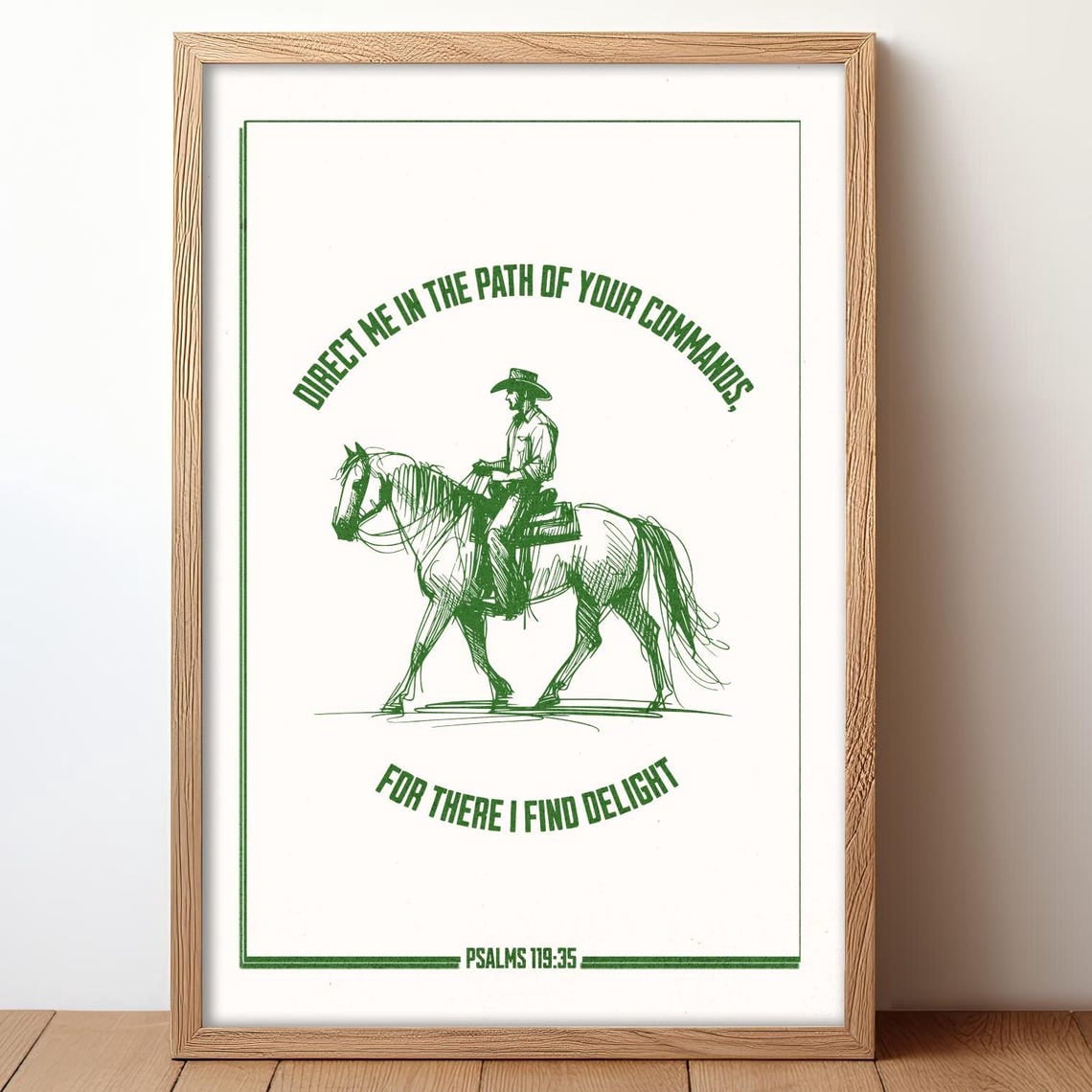 American Cowboy Bible Quote Poster, Western Style Christian Home Decor ...