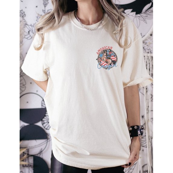 American Cowgirl Shirt, 4th of July Shirt, Western Women Shirt, Independence Day Shirt, Pocket Design Cowgirl Shirt LS944