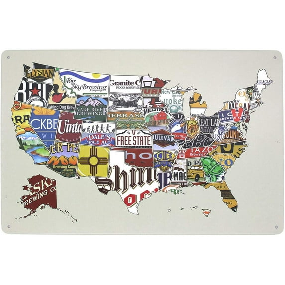 American Craft Beer Week Beer States Map Vintage Poster Metal Tin Sign Wall Decor