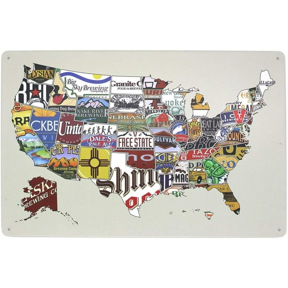 American Craft Beer Week Beer States Map Vintage Poster Metal Tin Sign Wall Decor