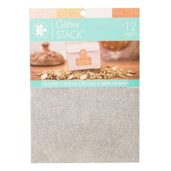 American Craft Glitter 6x8 Cardstock Stack, 12 Piece