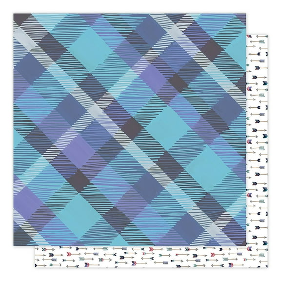 American Crafts 1 Canoe 2 Hazelwood Collection 12 X 12 Double Sided Paper Woodland Plaid
