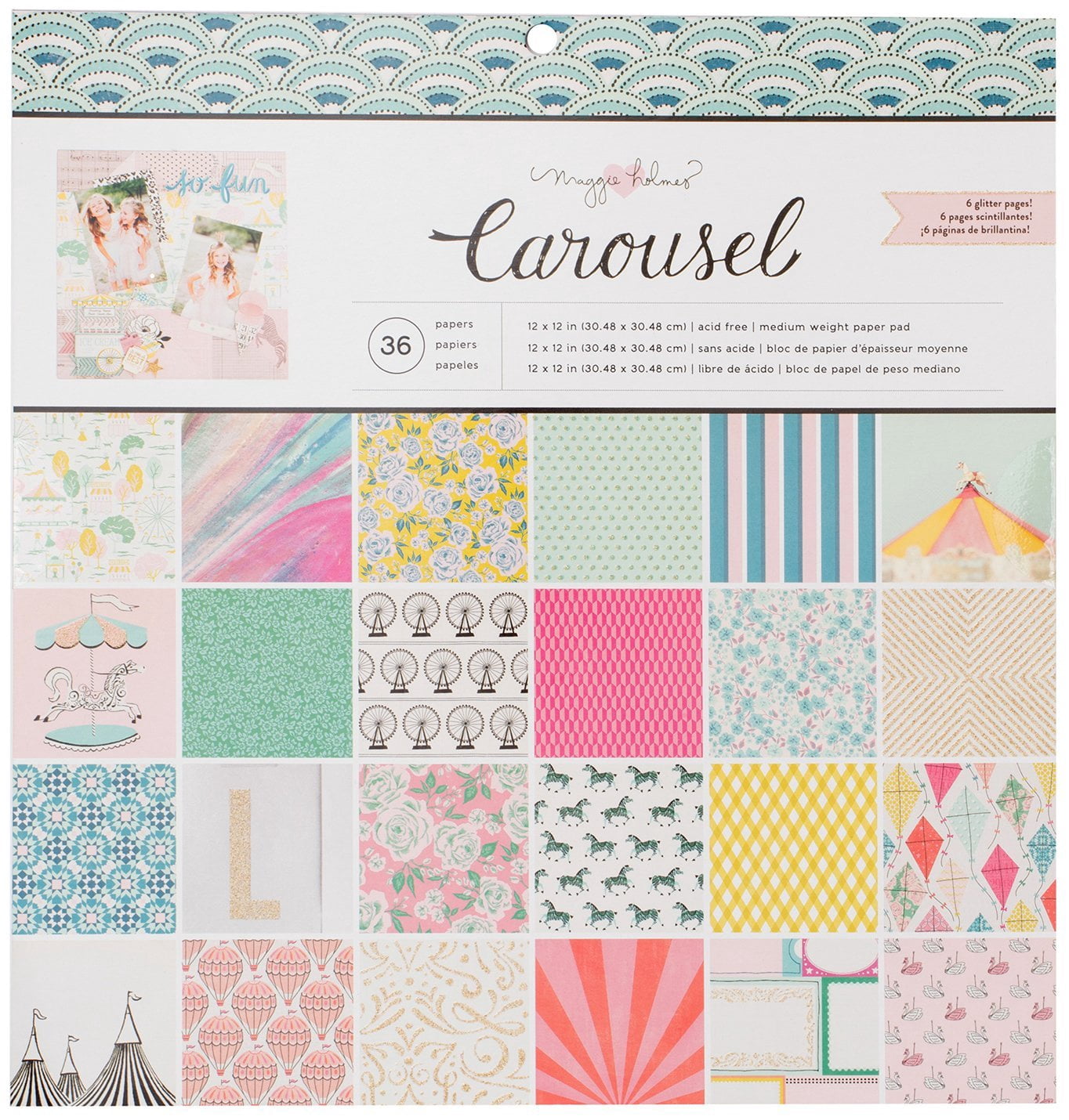 American Crafts Maggie Holmes Carousel Thickers - 353 Piece Gold Foam Alphabet Stickers, Happy Mint Green