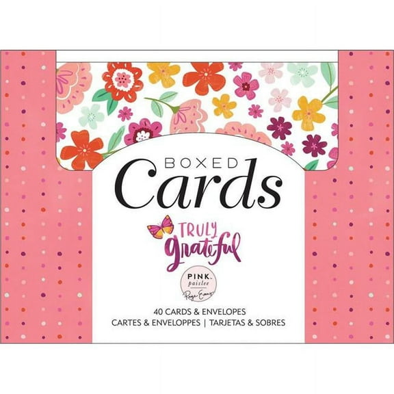 American Crafts 310942 4.37 x 5.75 in. Pink Paislee A2 Cards with Envelopes, Paige Evans Truly Grateful - 40 per Box