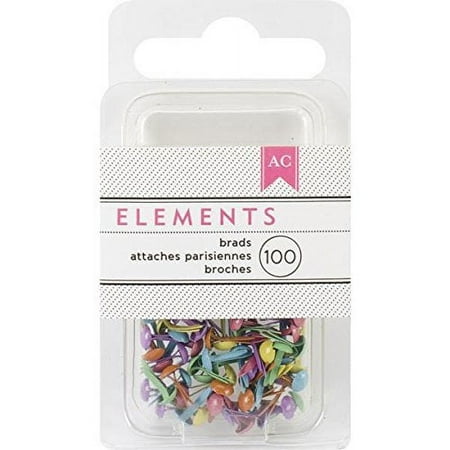 American Crafts 366336 Elements Mini Brads .125" 100/Pkg - Bright