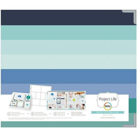 American Crafts 380542 12 x 12 in. D-Ring Project Life Baby Boy Edition Collection Album