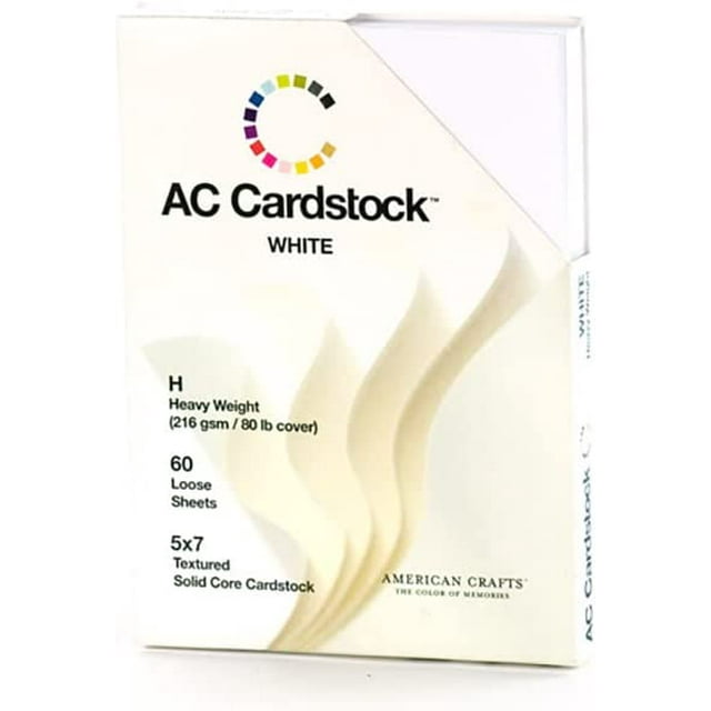 American Crafts 5 x 7inch White AC Cardstock Pack by Includes 60