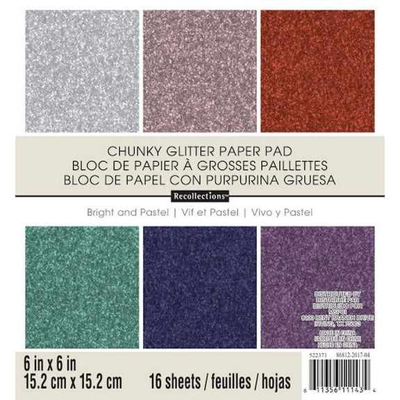 DCWV Specialty Paper Pad 16/Pkg-Chunky Glitter - Bright