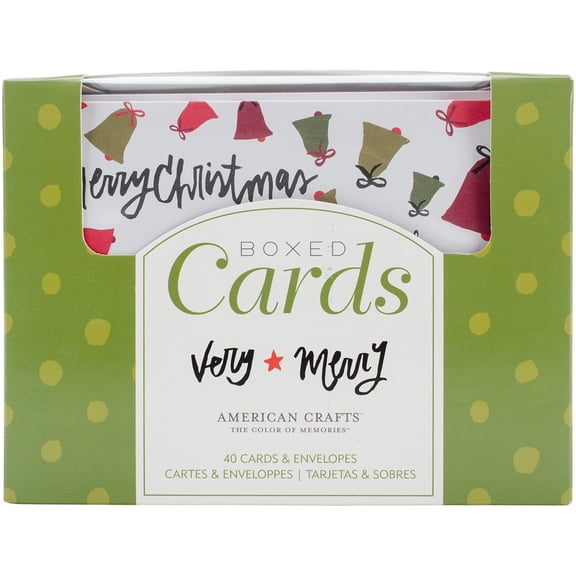 American Crafts A2 Cards & Envelopes (4.375"X5.75") 40/Box-Very Merry, Pk 1