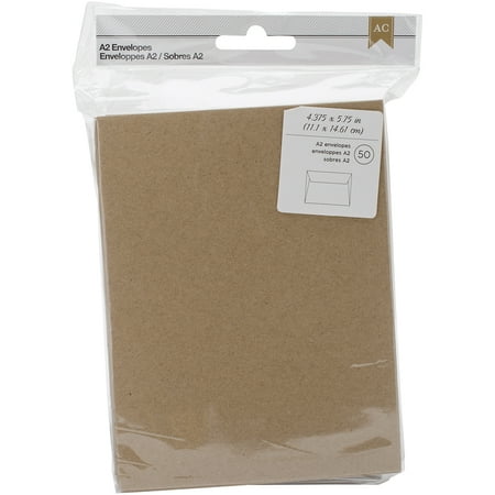 American Crafts A2 Envelopes (4.375"X5.75") 50/Pkg-Kraft