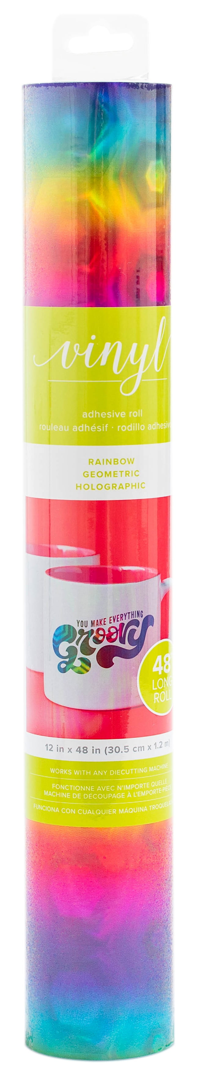 American Crafts Adhesive Vinyl 12"X48"Rainbow Holographic Hexagon