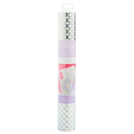 American Crafts Adhesive Vinyl 12"X48"-Silver Dot