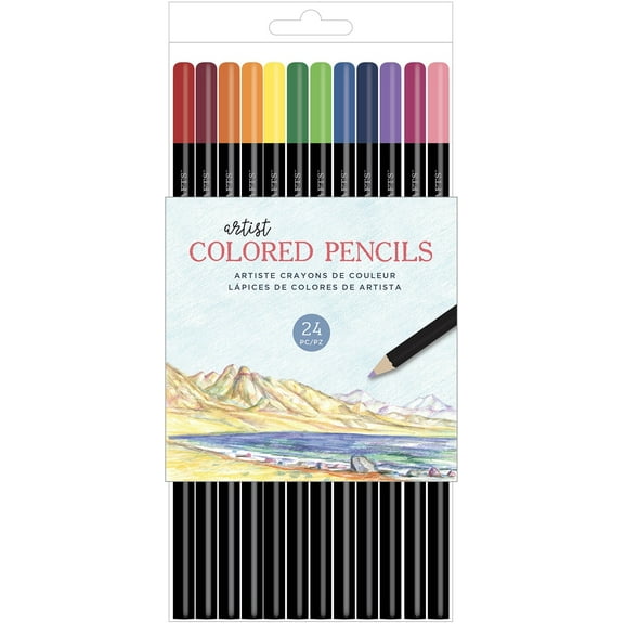 American Crafts Art Supply Basics Colored Pencil Set 24/Pkg-Assorted Colors