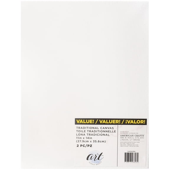 American Crafts Art Supply Basics Traditional - Pre-stretched canvas - 10.98 in x 14.02 in (pack of 2)