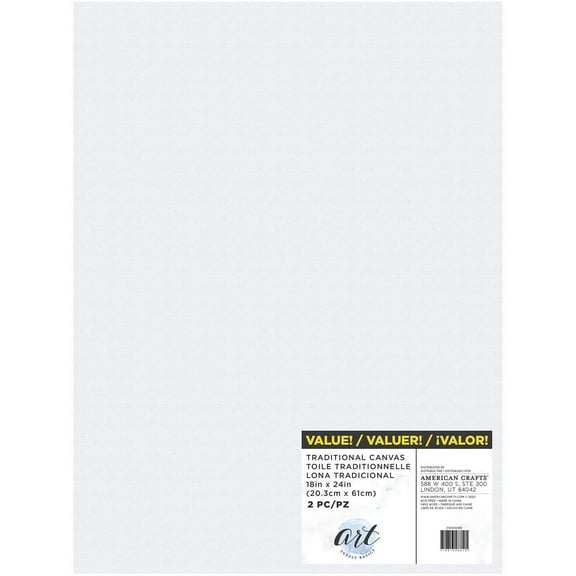 American Crafts Art Supply Basics Traditional - Pre-stretched canvas - 8 in x 24.02 in - white (pack of 2)