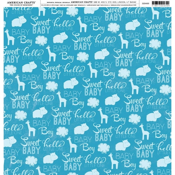 American Crafts Brands Holidays & Events Cardstock 12"X12"-My Baby-Sweet Baby Boy