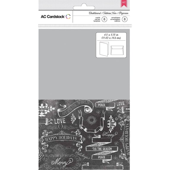 American Crafts Cards W/envelopes 8/pkg-chalkboard