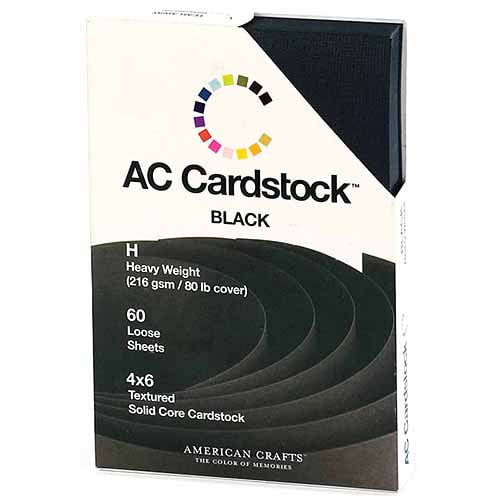 American Crafts Cardstock Pack 4"X6" 60/PkgBlack