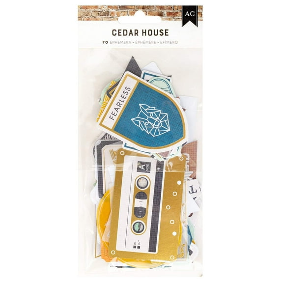 American Crafts Cedar House Ephemera Die-Cuts 70/Pkg-Journaling, Gold Foil