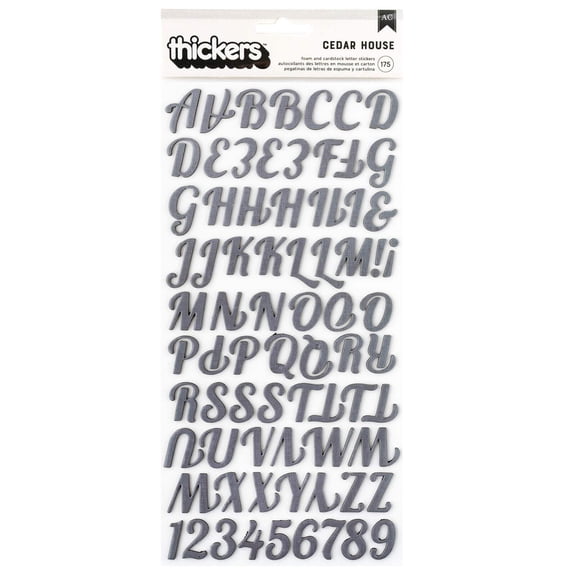 American Crafts Cedar House Thickers Stickers 175/Pkg-Alpha, Puffy