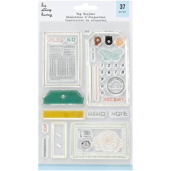 American Crafts Clear Stamp Set -Tag Builder