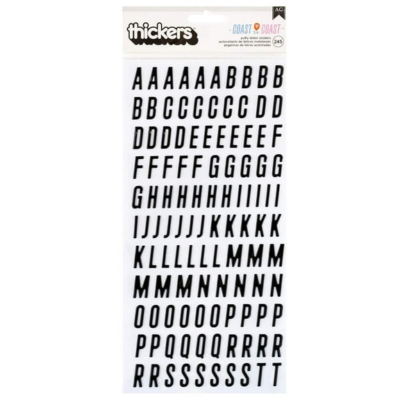 American Crafts Coast-to-Coast Thickers Stickers 245/Pkg-Alpha