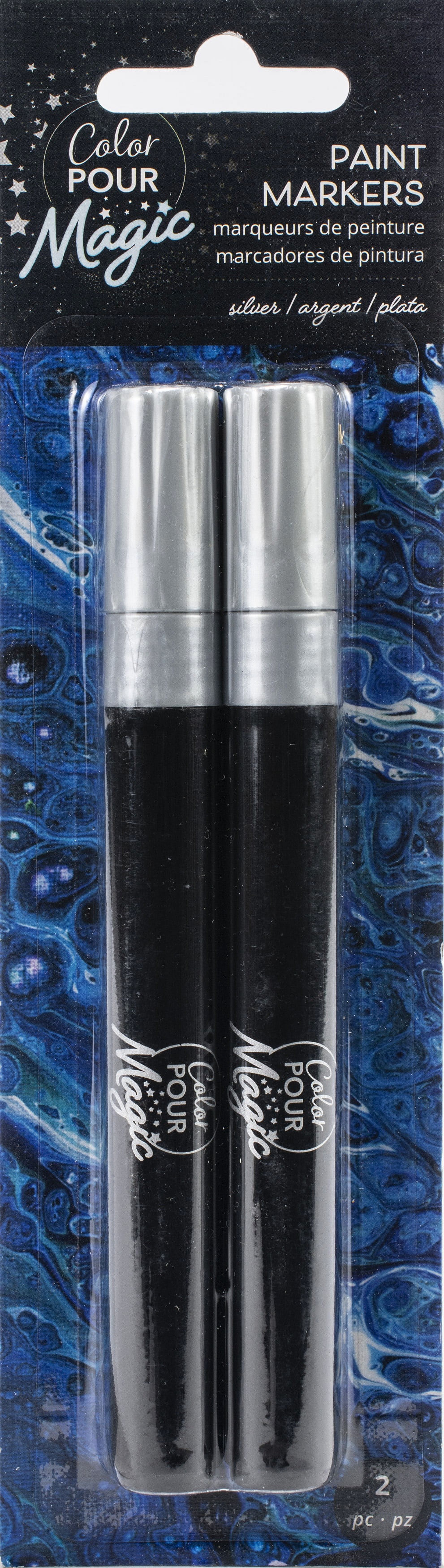 American Crafts Color Pour Magic Paint Pen 2/Pkg-Opaque - Silver