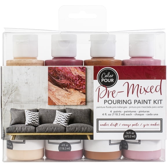 American Crafts Color Pour Pre-Mixed Paint Kit 4/Pkg-Amber Drift
