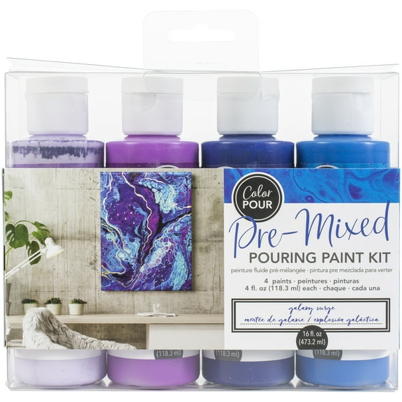 American Crafts Color Pour Pre-Mixed Paint Kit 4/Pkg-Galaxy Surge