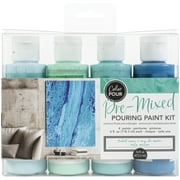 American Crafts Color Pour Pre-Mixed Paint Kit 4/Pkg-Tidal Wave