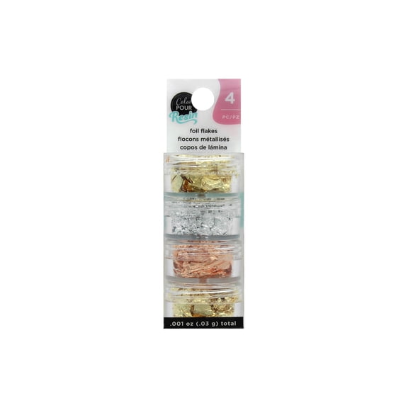 American Crafts Color Pour Resin Mix-Ins-Foil Flakes - Metallic 4/Pkg
