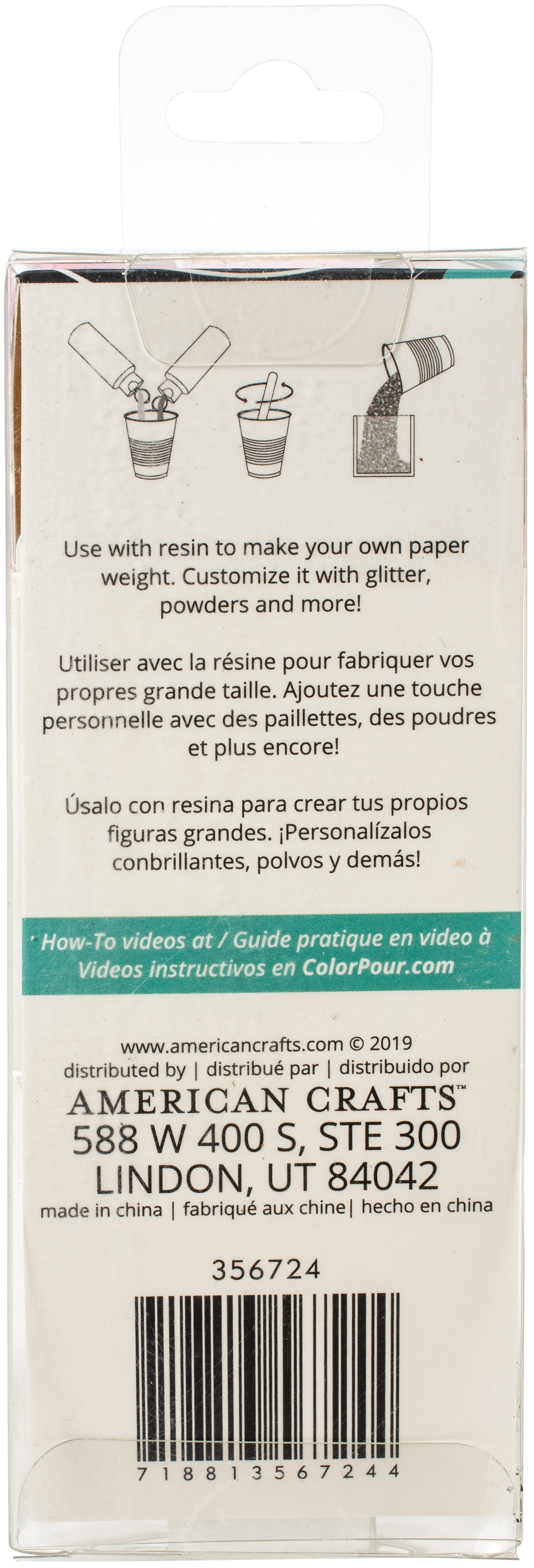 American Crafts Color Pour Resin Mold 2/Pkg-Paper Weight - Cube ...