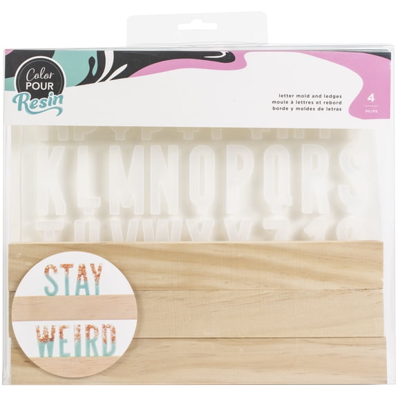American Crafts Color Pour Resin Mold 4/Pkg-Letter Ledge