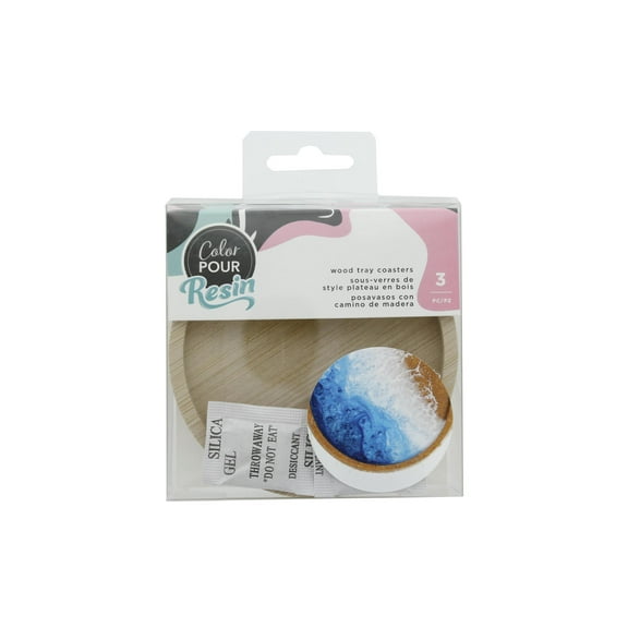 American Crafts Color Pour Resin Wood Coasters Tray 3pc