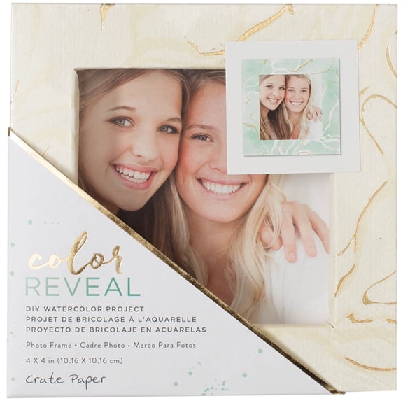 American Crafts Crate Paper Color Reveal Collection Watercolor Frame 4 X 4 Photo Marble