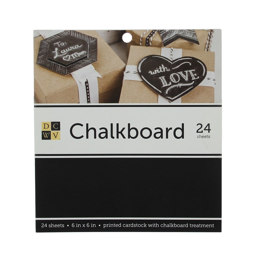 American Crafts DCWV 6" x 6" Chalkboard Paper Stack - Textured Cardstock, Scrapbooking and Crafting Supply - 24 Sheets