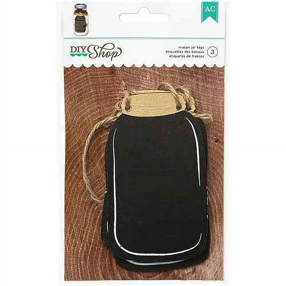 American Crafts DIY Shop 2 Tags, 3pk, Chalkboard Mason Jar