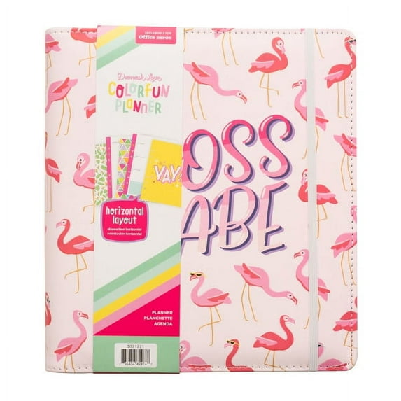 American Crafts Damask Love Colorfun Planner, 8-1/2" x 9-1/2", Flamingo Boss, 356265