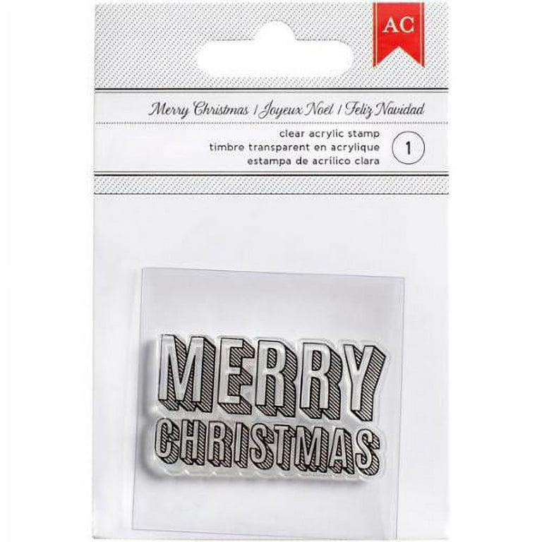 American Crafts Deck The Halls Collection Christmas Clear Acrylic Stamps Merry Christmas