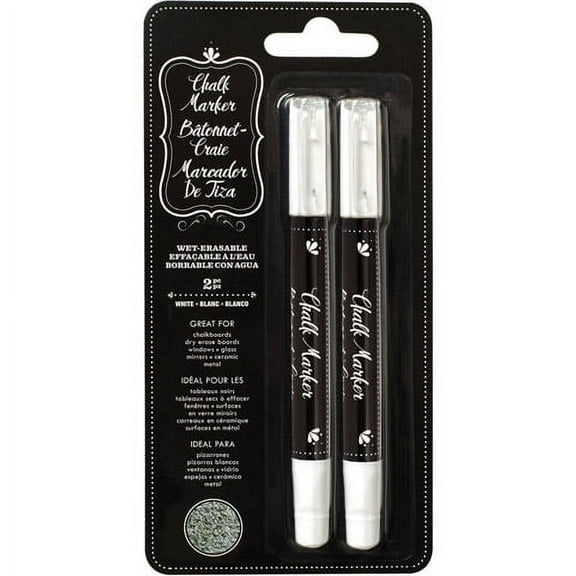 American Crafts Erasable Chalk Markers Wh 2Pk