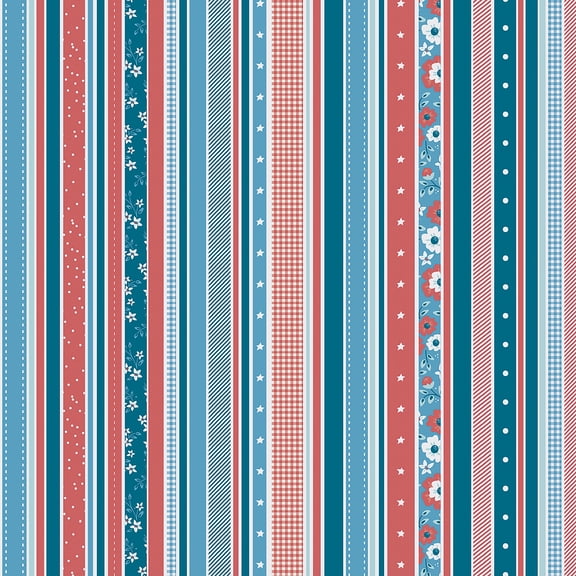American Crafts Everyday Single-Sided Cardstock 12"X12"-Patriotic Stripe