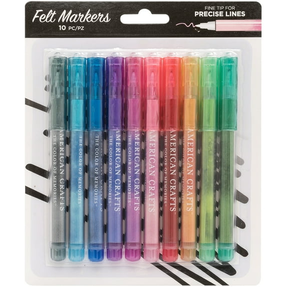 American Crafts Felt Tip Markers 10/Pkg
