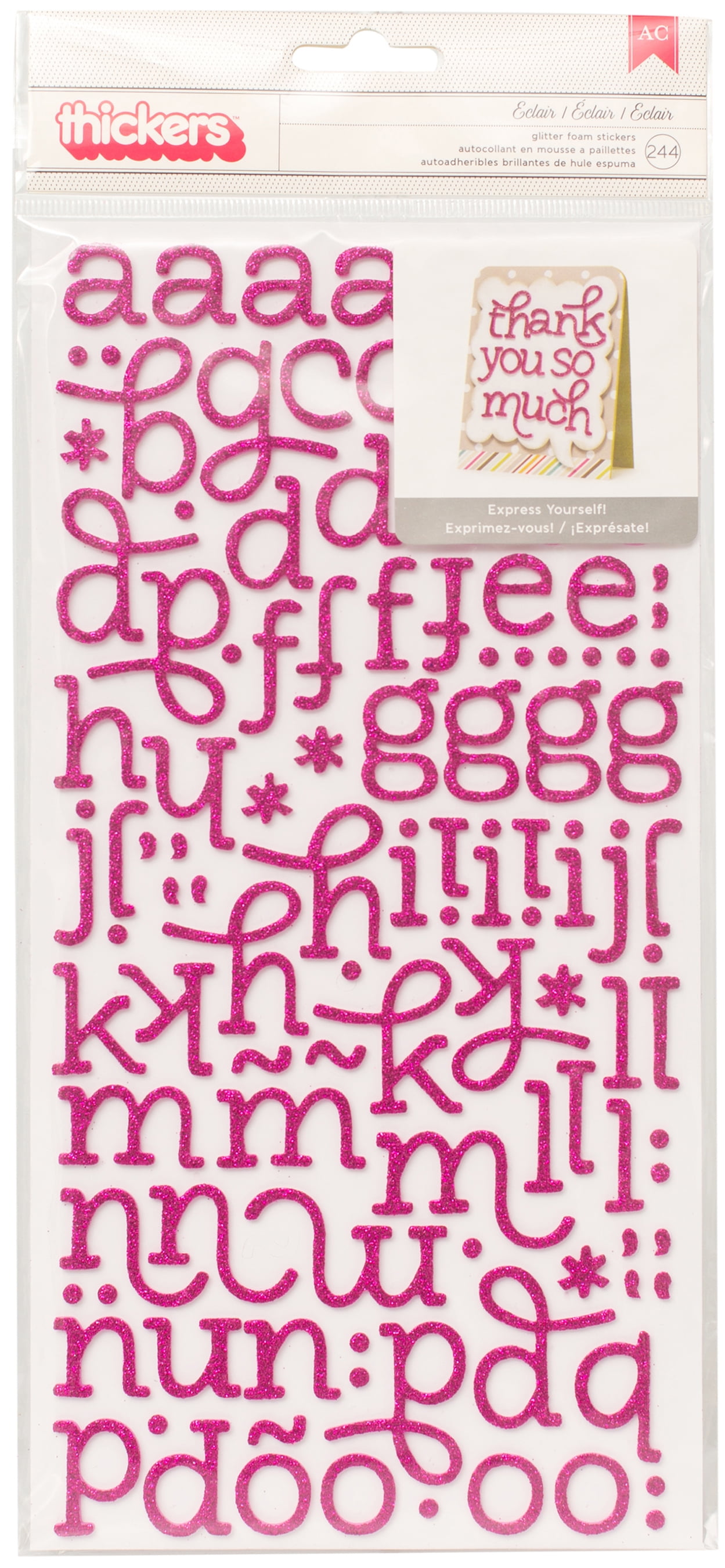 American Crafts Foam Alphabet StickersEclairStrawberry Glitter, 244/Pkg