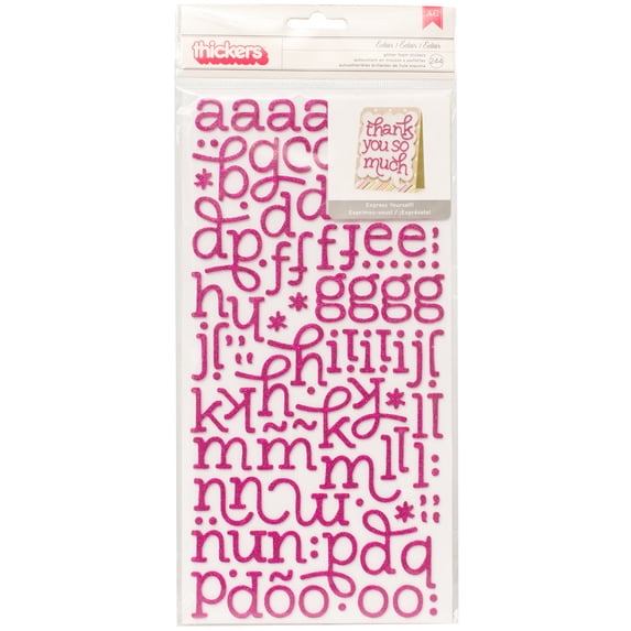 American Crafts Foam Alphabet Stickers-Eclair-Strawberry Glitter, 244 ...