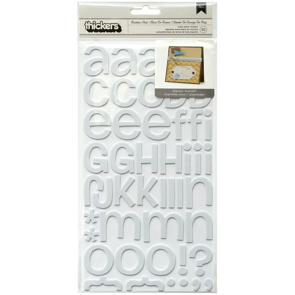 American Crafts Foam Alphabet Stickers-Rootbeer Float-White, 92/Pkg