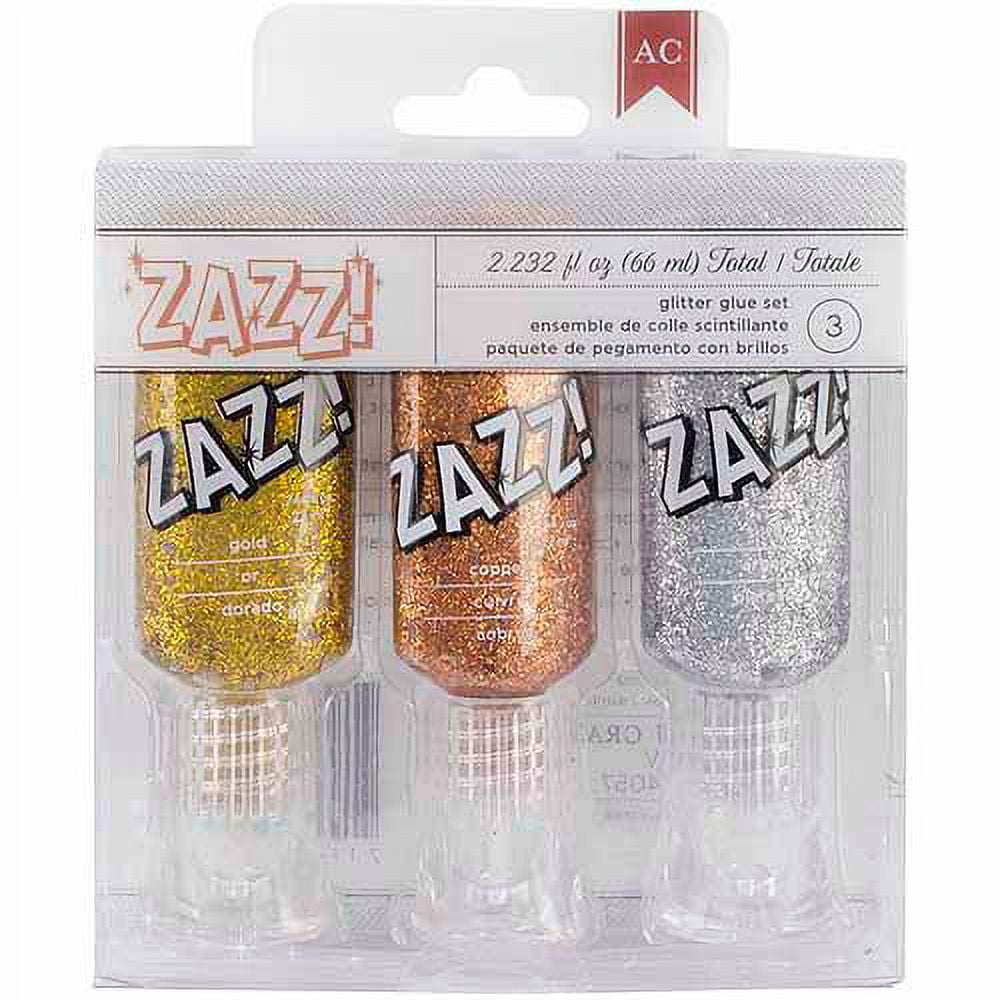 AC ZAZZ Glitter Glue 3 pack - Yellow, Blue, Red for paper crafting -  CutCardStock