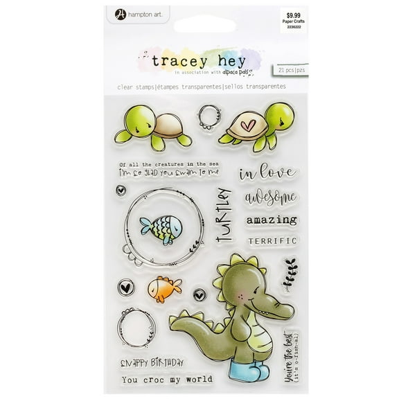 American Crafts Hampton Art Clear Stamps-Croc My World